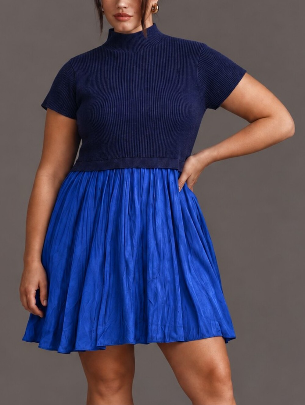 Anthropologie The Thea Mini Twofer Short sleeve sweater dress 2X Preppy Casual